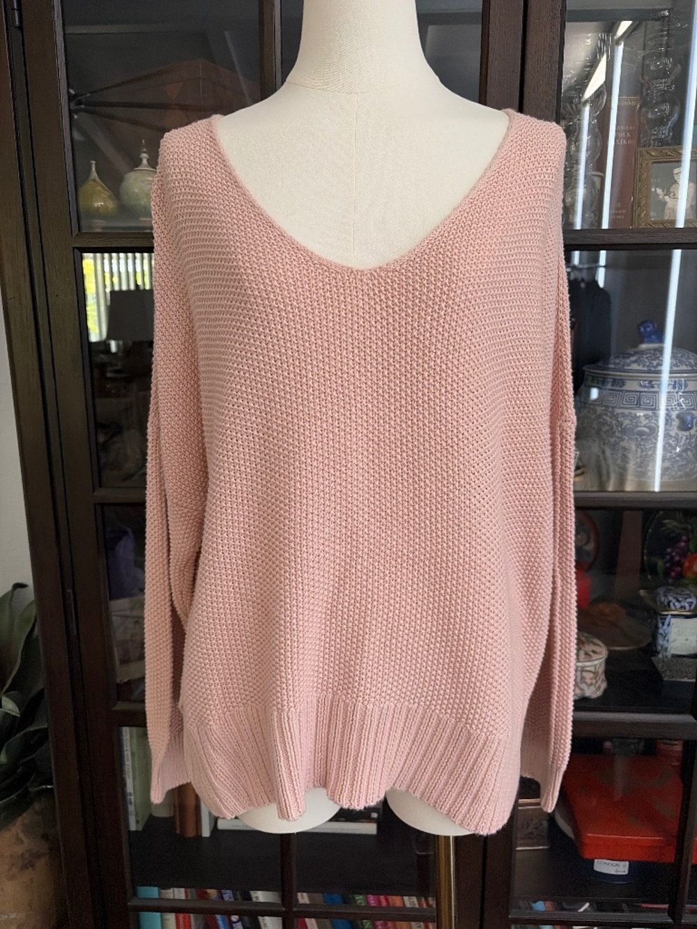 Lucky Brand, pink cotton blend sweater, size large